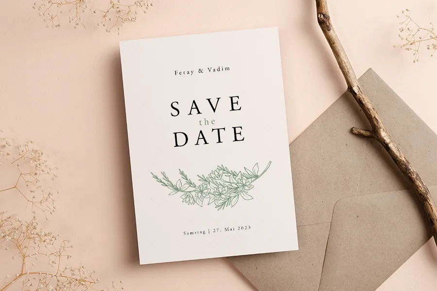 Save the Date Karte mit kraftpapier Umschlag