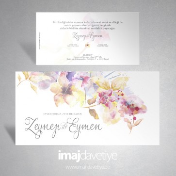 Einladungskarte mit Blumen im Aquarell-Stil 005