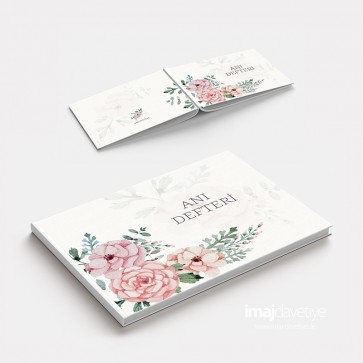 Düğün veya Kına geceniz için Suluboya çiçekli Anı Defteri - GB01