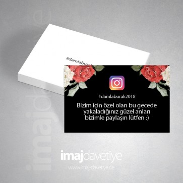 #hashtag instagram kartı siyah renkte gül çiçekli 09