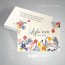 Krem rengi, karışık çiçek ve bitki motifli kına davetiye karti